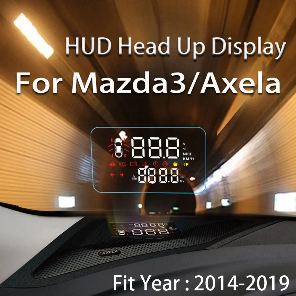 Авто HUD Главоболие Дисплей За Mazda 3 За Mazda3 Axela 2014-2018 2019 2020 OBD Проектор за измерване на скоростта Бордови компютър