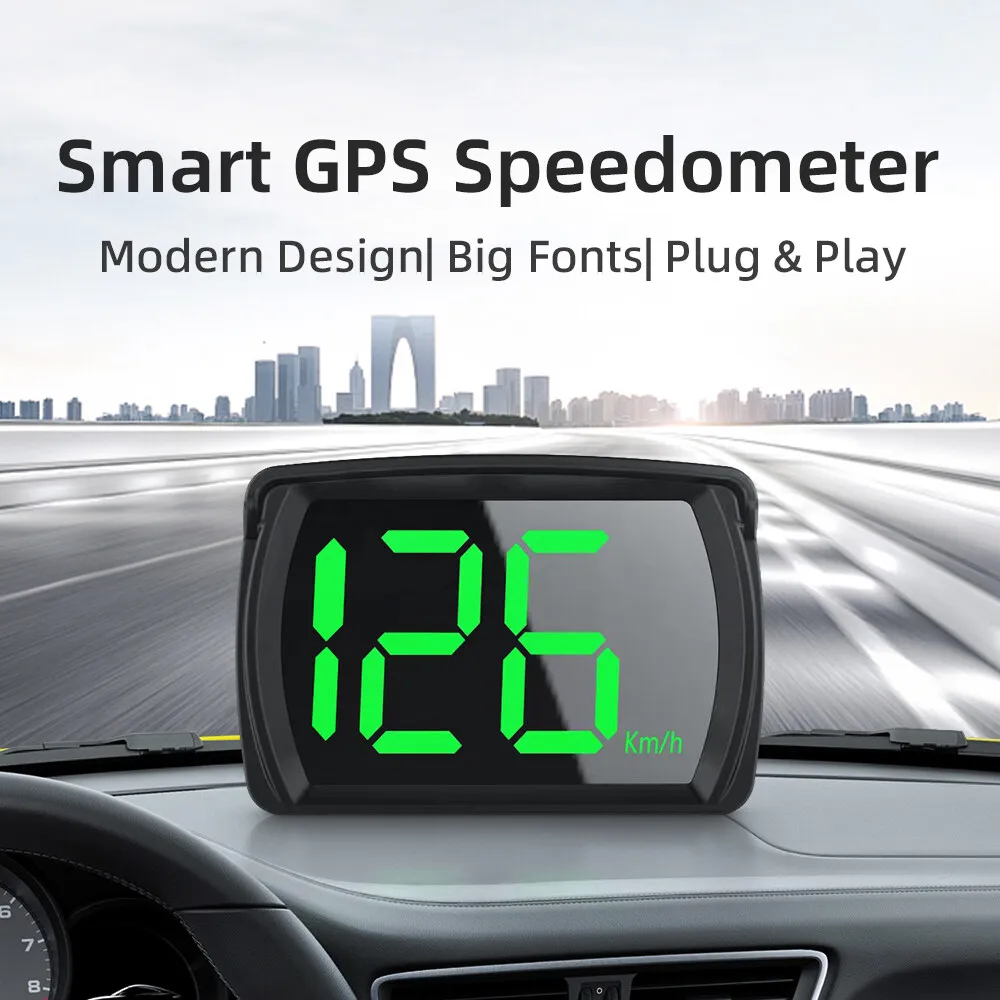 Автомобилен GPS HUD Цифров Скоростомер KMH MPH Големи Шрифтове Зелена Светлина Авто HUD Главоболие Дисплей за Всички Автомобили