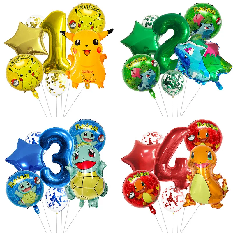 Балони с покемонами, набор, възраст, Кавайная аниме фигурка Пикачу, балон, Сладък Карикатура, украса за партита, детски подаръци, играчки