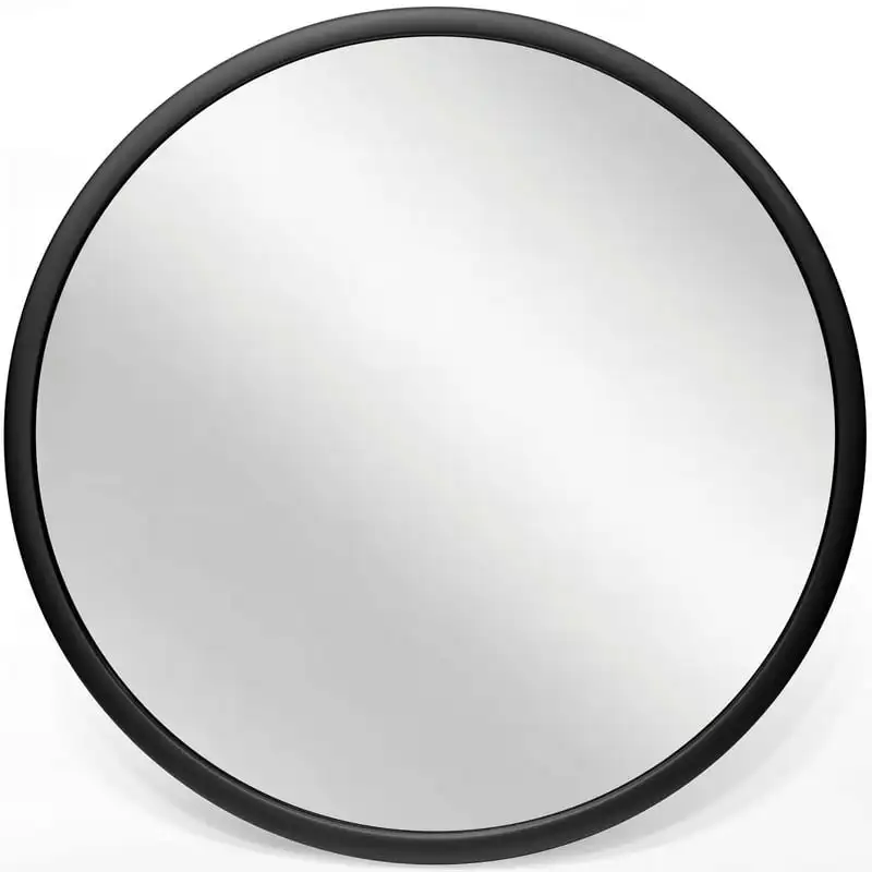 Черно кръгло съвременно 22-инчов стенно огледало